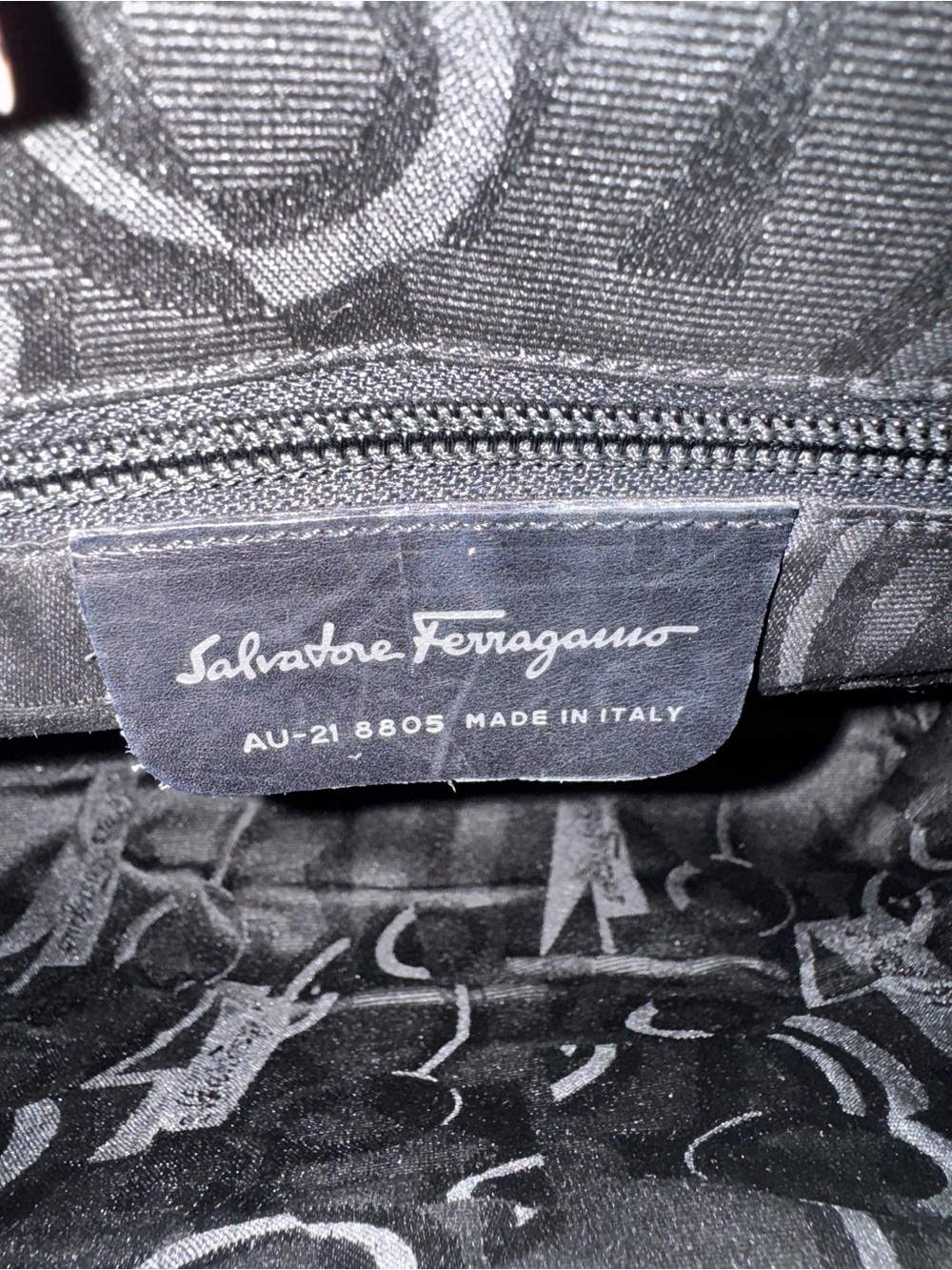 Salvatore Ferragamo Authentic Brown Nylon Shoulder Bag with Chain Strap 10x12x3 - Picture 15 of 17